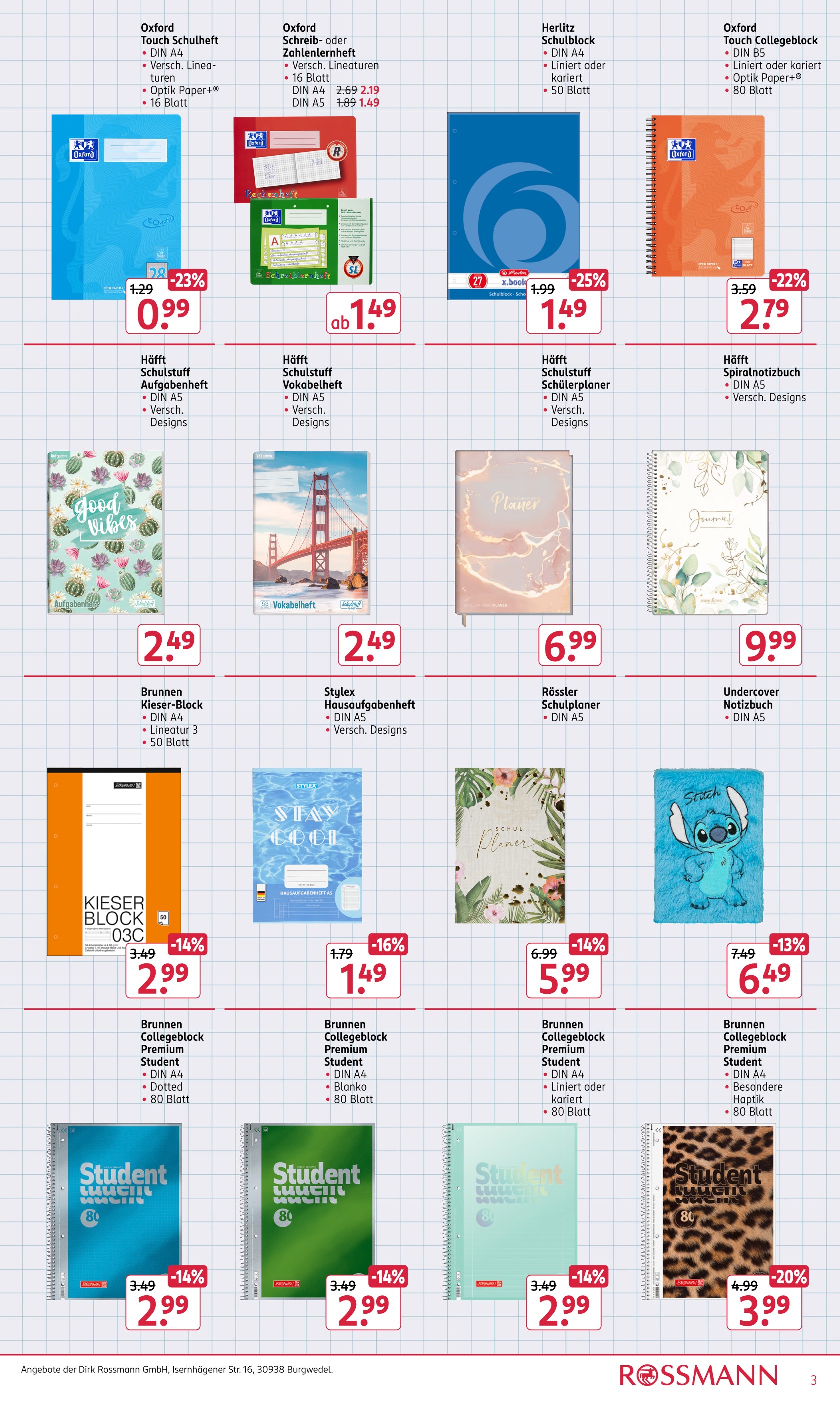 Kalender Angebot im aktuellen Rossmann Prospekt auf Seite 3